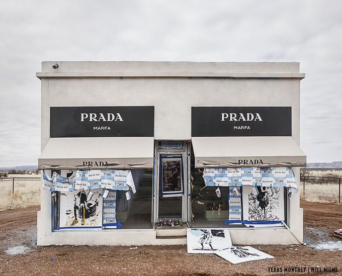 12 Photos of the Vandalization that Briefly Turned Prada Marfa into TOMS  Marfa – Texas Monthly